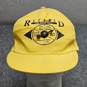 Vintage Retired Spinner Hat Yellow Snapback Cap Grandpacore Novelty Retirement